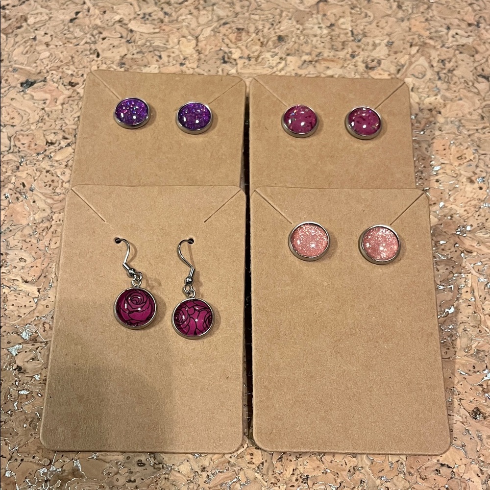Lot of Purple and Pink Earrings